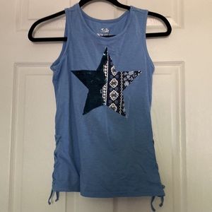 Justice Girls Blue Flip Sequin Star Tank Top | Size 14/16
